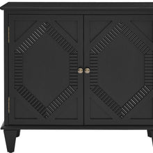 Load image into Gallery viewer, Wood Carved Geometric Accent Cabinet With Two Doors - Black
