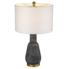 Load image into Gallery viewer, Ceramic Column Lamp With White Drum Shade - Gray And Gold