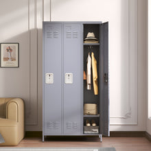 Load image into Gallery viewer, 3 Door Lockers With Lock For Home, Gym, Office, School, And Garage - Gray