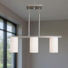 Load image into Gallery viewer, Three Light Metal Dimmable Chandelier With Shades - Nickel / White