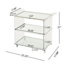 Load image into Gallery viewer, Elegant Acrylic Bar Cart With Tempered Glass Shelves And Rattan Metal Frame - Clear