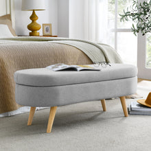 Load image into Gallery viewer, Ottoman Oval Storage Bench With Rubber Wood Legs Linen - Gray