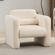 Load image into Gallery viewer, Modern Accent Chair Lambskin Sherpa Fabric Upholstered Comfy With Pillow