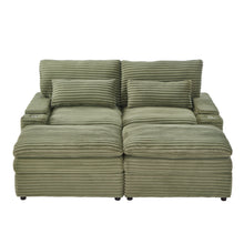 Load image into Gallery viewer, Convertible Loveseat Sofa With Storage And USB Ports - Green