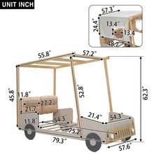 Load image into Gallery viewer, Twin Size Car Bed & Pillow, Ceiling Cloth And LED - Natural