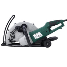 Load image into Gallery viewer, Portable Electric Corded Circular Concrete Saw 14" Wet / Dry Cutter 2600W Green Steel With Water Line & Guide Roller - Green