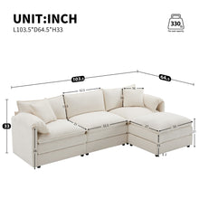 Load image into Gallery viewer, Modular Sectional With Deep And Wide Seat, Cloud Couch Set With Double Cushions Sofa With Movable Ottoman