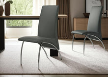 Load image into Gallery viewer, Faux Leather Dining Side Chairs Without Arms (Set of 2) - Gray / Silver