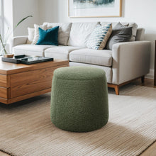 Load image into Gallery viewer, Elegant Round Storage Ottoman Upholstered