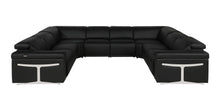 Load image into Gallery viewer, Italian Leather Power Reclining U Shaped Eight Piece Corner Sectional With Console - Black