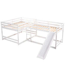 Load image into Gallery viewer, L-Shaped Bunk Bed With Slide And Short Ladder