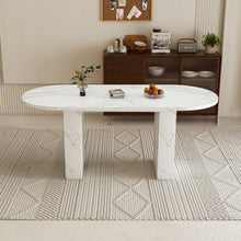 Load image into Gallery viewer, Oval Dining Table With Wood Strip Base