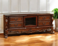 Load image into Gallery viewer, Wood Poly Resin Glass TV Console - Cherry Oak