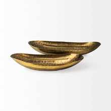 Load image into Gallery viewer, Hammered Boat Shaped Decorative Bowls (Set of 2) - Gold