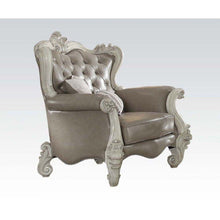 Load image into Gallery viewer, Faux Leather Tufted Wingback Chair - Gray And Bone