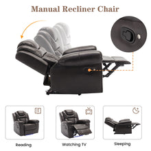 Load image into Gallery viewer, Home Theater Seating Manual Recliner Loveseat With Hide-Away Storage, Cup Holders And Led Light Strip For Living Room