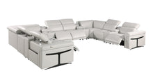 Load image into Gallery viewer, Italian Leather Power Reclining U Shaped Twelve Piece Sectional With Console - Light Gray