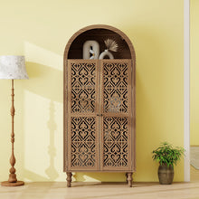 Load image into Gallery viewer, Tall Kitchen Pantry Cabinet With Hollow Carved Doors Adjustable Shelves Versatile Storage Cabinet For Kitchen - Walnut