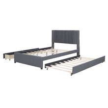 Load image into Gallery viewer, Upholstered Platform Bed With Drawers, Classic Headboard Design