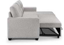 Load image into Gallery viewer, Polyester Blend Convertible Futon Sleeper Sofa With Black Legs - Light Gray