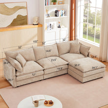 Load image into Gallery viewer, Modular L-Shaped Sectional Sofa With Movable Ottoman