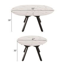 Load image into Gallery viewer, Modern Extendable White Circular Dining Table with MDF Top and Metal Legs for 4-6 Persons
