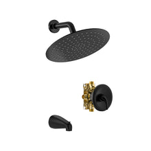Load image into Gallery viewer, 10" Round Rain Shower Head System With Waterfall Tub Spout, Wall Mounted, Stainless Steel