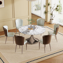 Load image into Gallery viewer, Modern Round Dining Table With 360° Rotating Lazy Susan Scratch & Chairs