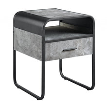 Load image into Gallery viewer, Wood And Metal Square End Table With Drawer And Shelf - Black And Gray