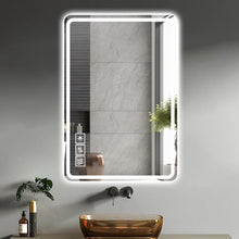 Load image into Gallery viewer, LED Bathroom Mirror Vanity Mirrors With Front Lights Wall Mounted Anti-Fog Frameless Make Up Mirror With Light Copper Free Silver Mirror Horizontal Or Vertical - Silver