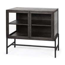 Load image into Gallery viewer, 36" Solid Wood And Metal Display Cabinet With Two Doors - Black / Brown