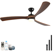 Load image into Gallery viewer, Solid Wood Ceiling Fan With Lights And Remote Control Indoor Outdoor Ceiling Fan 3 Wooden Blades Modern Ceiling Fan For Porch Living Room Bedroom