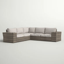 Load image into Gallery viewer, Wide Outdoor Wicker Patio Sectional With Cushions & Reversible Design - Gray