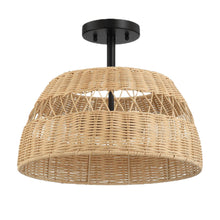 Load image into Gallery viewer, Twinkle - Double Lights Semi Flush With Shade - Black / Rattan