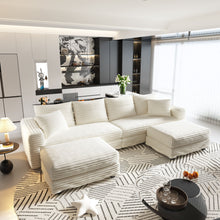 Load image into Gallery viewer, Deep Seat Convertible Sofa With Soft Pillows And Ottomans