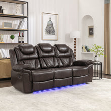 Load image into Gallery viewer, Home Theater Seating Manual Recliner Chair With Center Console And Led Light Strip For Living Room
