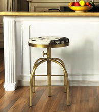 Load image into Gallery viewer, Swivel Backless Counter Height Bar Chair - Multicolor And Gold