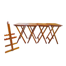 Load image into Gallery viewer, Folding Trays With Storage Rack Snack Table (Set of 4) - Honey