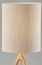 Load image into Gallery viewer, Solid Wood Round Table Lamp With Beige Drum Shade - Natural