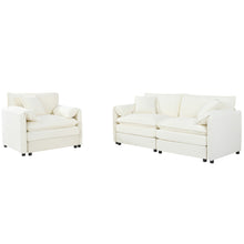 Load image into Gallery viewer, Modern Upholstered Chenille Loveseat And Armchair Set With Pillows