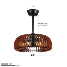Load image into Gallery viewer, Pumpkin Ceiling Fan, Fandelier With 6 E12 Sockets, Reversible DC Motor, Adjustable Hanging, 6 Speeds Remote Control - Black