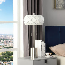 Load image into Gallery viewer, Metal Table Lamp With Geometric Laser Cut Metal Shade - Silver