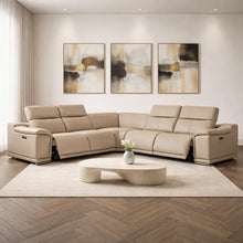Load image into Gallery viewer, Leather Modular L Shaped Five Piece Corner Sectional - Beige