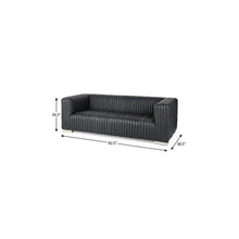 Load image into Gallery viewer, 83" Leather Sofa With Silver Legs - Black