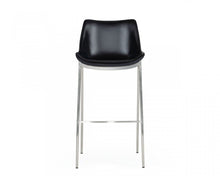Load image into Gallery viewer, Faux Leather And Steel Low Back Bar Height Bar Chairs (Set of 2) - Black And Silver