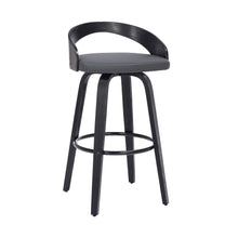 Load image into Gallery viewer, Faux Leather And Iron Swivel Low Back Counter Height Bar Chair - Gray And Black