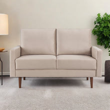 Load image into Gallery viewer, Brown Velvet Loveseat - Beige / Dark