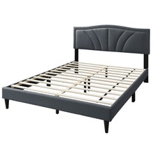 Load image into Gallery viewer, Bed With Nailhead Trim Accents, Upholstered Platform Frame