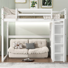 Load image into Gallery viewer, Loft Bed With Built In Wardrobe, Storage Shelves, And LED Light
