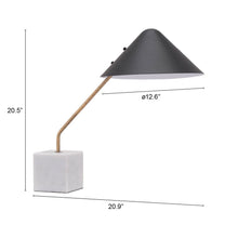 Load image into Gallery viewer, Metal Bedside Table Lamp With Black Cone Shade - White